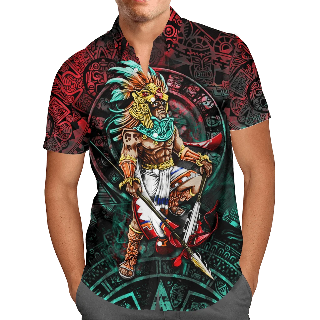 Meksikos Actekų 3D Beach Havajų Naujausias Vasaros Vyrų Marškinėliai trumpomis Rankovėmis Marškiniai Streetwear Negabaritinių 5XL Camisa Socialinės Chemise Homme-3 Nuotrauka 3