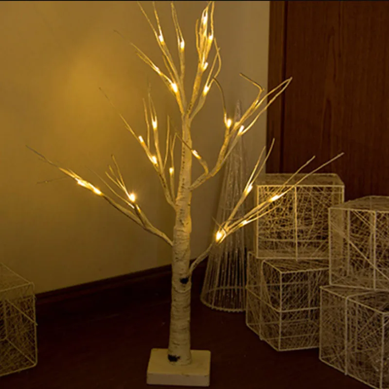 60cm LED baterijomis, Baltojo Beržo Medžio naktį Šviesos Stalo šviesaus Kalėdų Vestuvių Miegamasis Dekoratyvinių Medžių Šakas Lempos Nuotrauka 0
