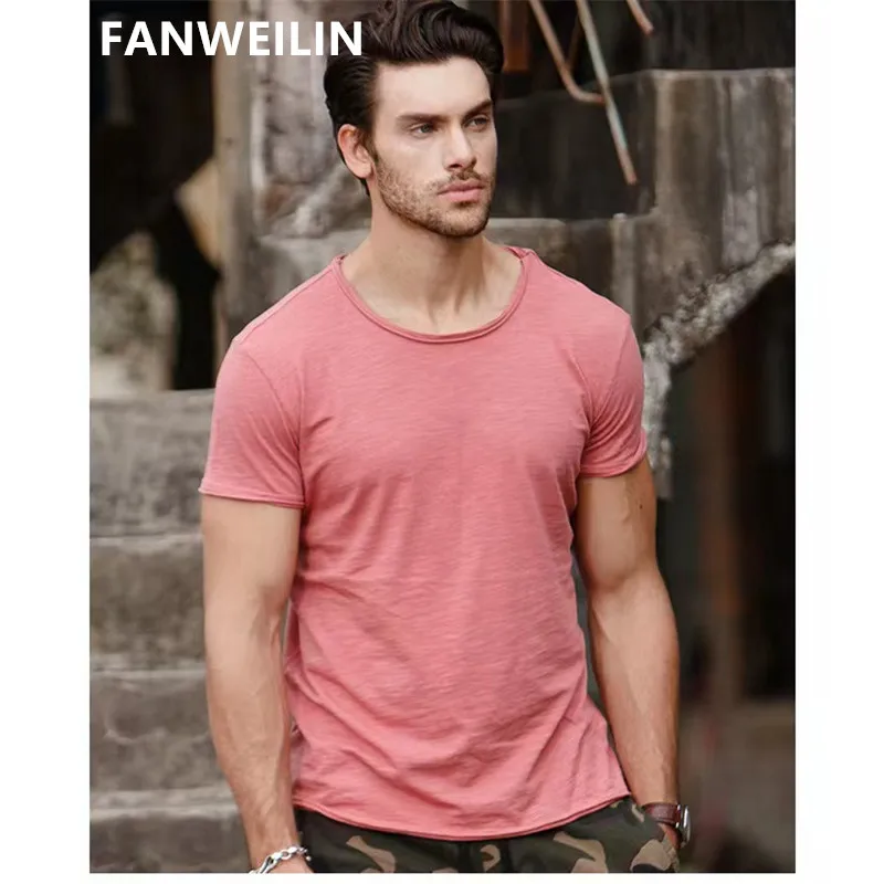 Naujas Trendyol Vyrams, Prekės Kokybės 100% Medvilnės, Trumpomis Rankovėmis Marškinėlius Mens V Pritvirtinti Mados Slim Fit Soild Tshirts Camisetas Hombre Nuotrauka 2
