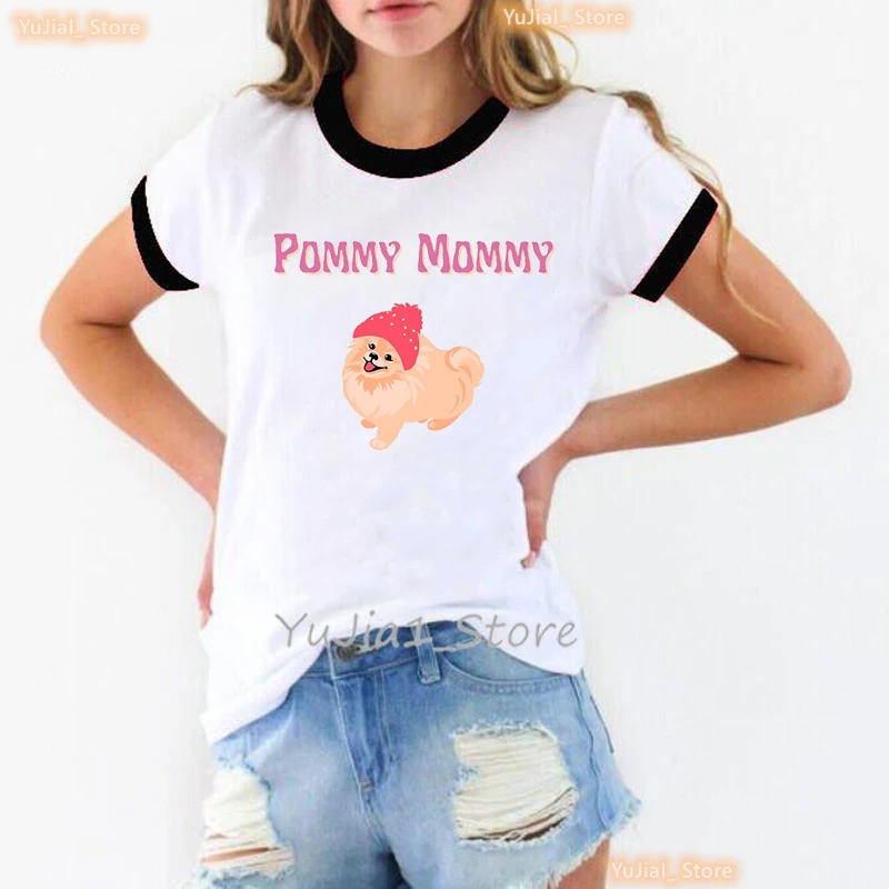Meilė Pommy Mama Grafinis Spausdinti Marškinėlius Moterims Drabužių 2023 Harajuku Kawaii Pomeranijos Šunys Marškinėliai Femme Vasaros T-Shirt Nuotrauka 3