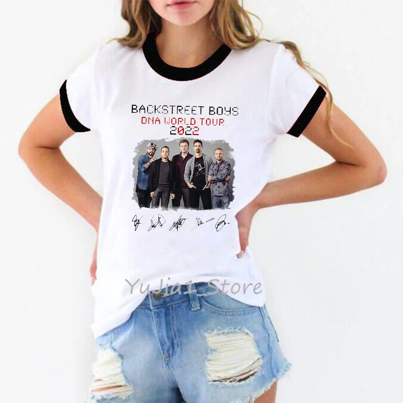 2023 Karšto Pardavimo Kietas Backstreet Boys Grafinis Spausdinti Marškinėlius Moterims, Hip Hop Muzikos Mylėtojas T Shirt Girls Balti Trumpomis Rankovėmis T-Shirt Viršūnės Nuotrauka 2