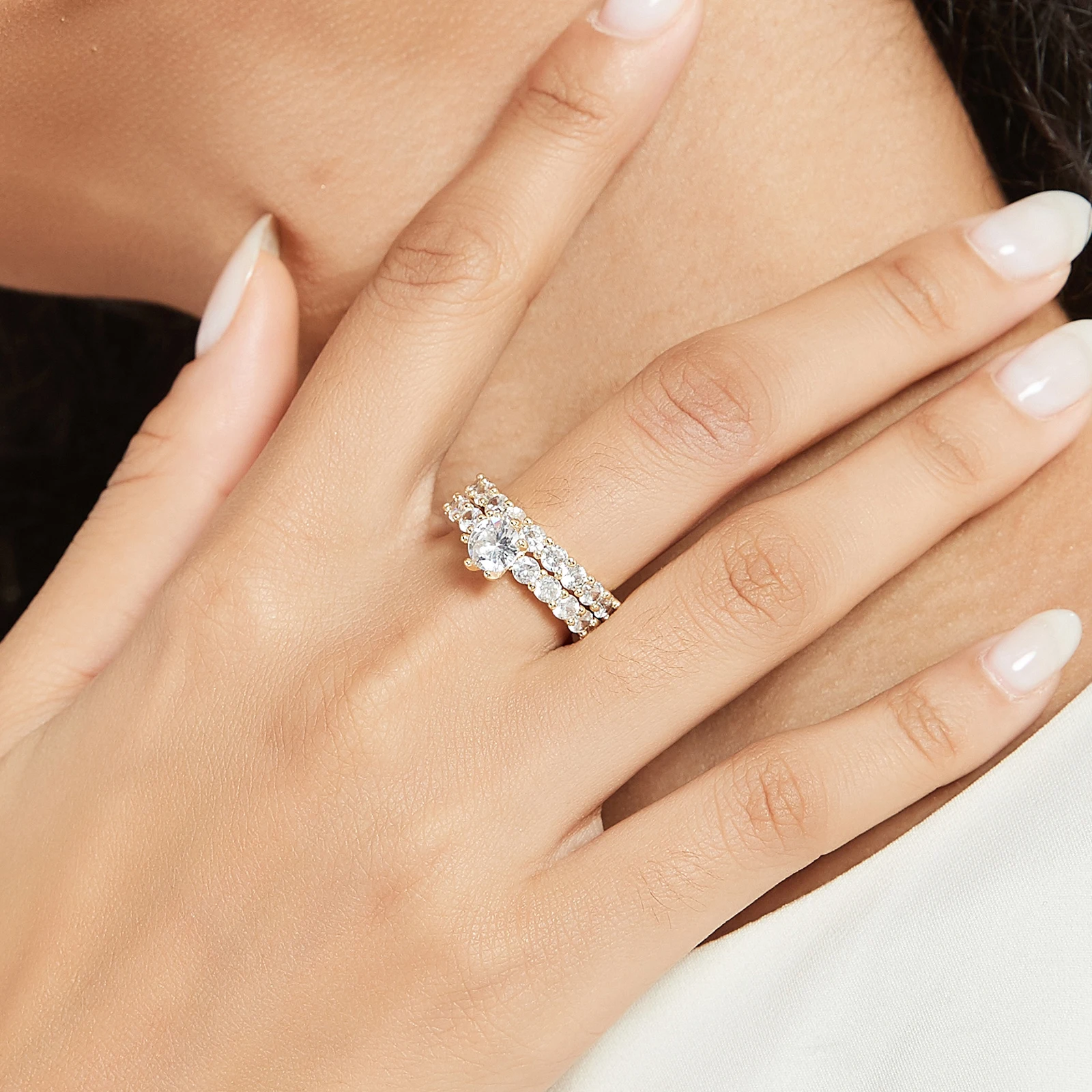 LUALA Prabangių Vestuvių Žiedas Rinkinys Moterims Kubinis Cirkonis Jubiliejų Sužadėtuvių Žiedai Meilužio Dovana Nuotrauka 1