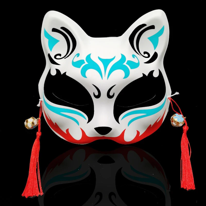 Anime Fox Mask Maskuotis Festivalis Cosplay Kostiumų Prop Japonų Stiliaus Pusę Veido Kaukės Šalies Rave Festivalių Priedai Nuotrauka 1
