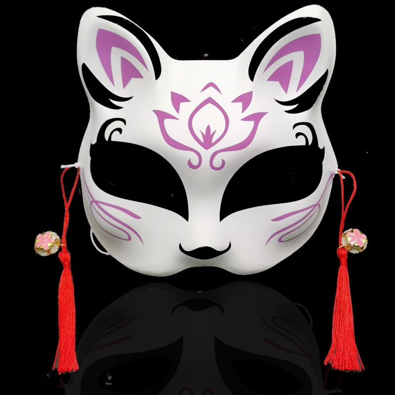 Anime Fox Mask Maskuotis Festivalis Cosplay Kostiumų Prop Japonų Stiliaus Pusę Veido Kaukės Šalies Rave Festivalių Priedai Nuotrauka 2