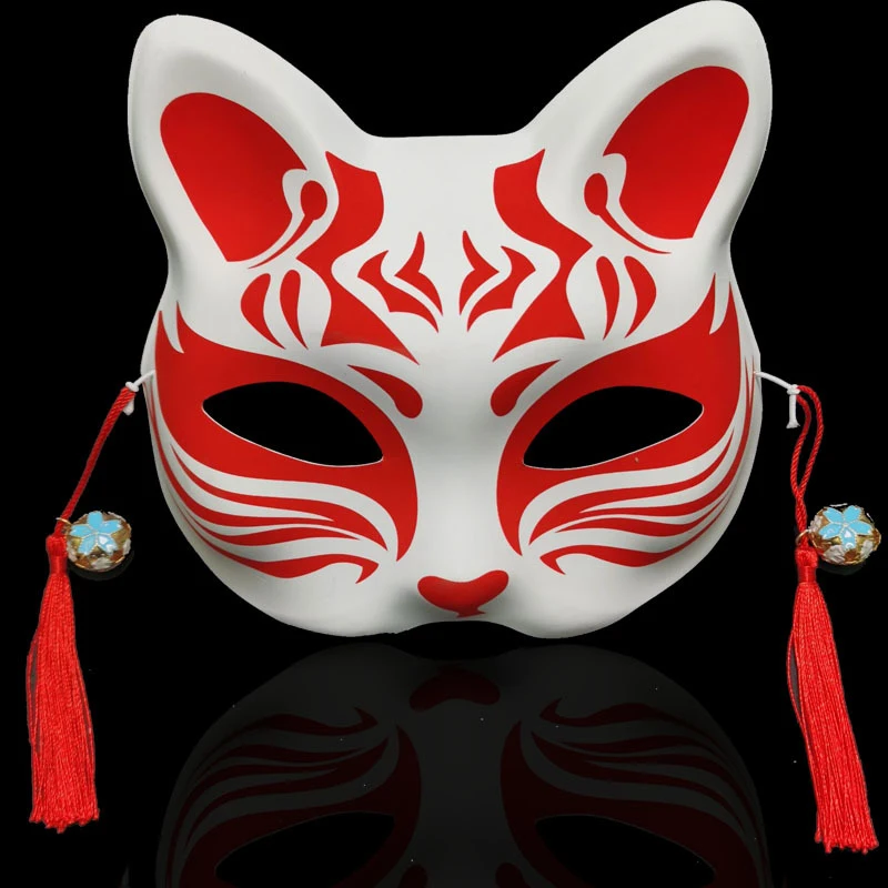 Anime Fox Mask Maskuotis Festivalis Cosplay Kostiumų Prop Japonų Stiliaus Pusę Veido Kaukės Šalies Rave Festivalių Priedai Nuotrauka 3