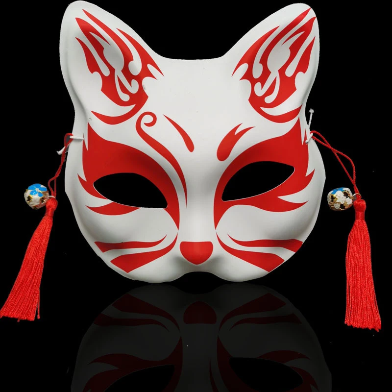 Anime Fox Mask Maskuotis Festivalis Cosplay Kostiumų Prop Japonų Stiliaus Pusę Veido Kaukės Šalies Rave Festivalių Priedai Nuotrauka 4