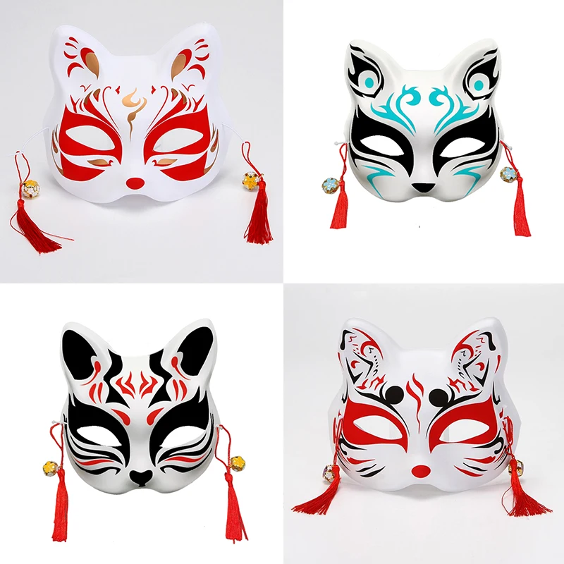 Anime Fox Mask Maskuotis Festivalis Cosplay Kostiumų Prop Japonų Stiliaus Pusę Veido Kaukės Šalies Rave Festivalių Priedai Nuotrauka 5