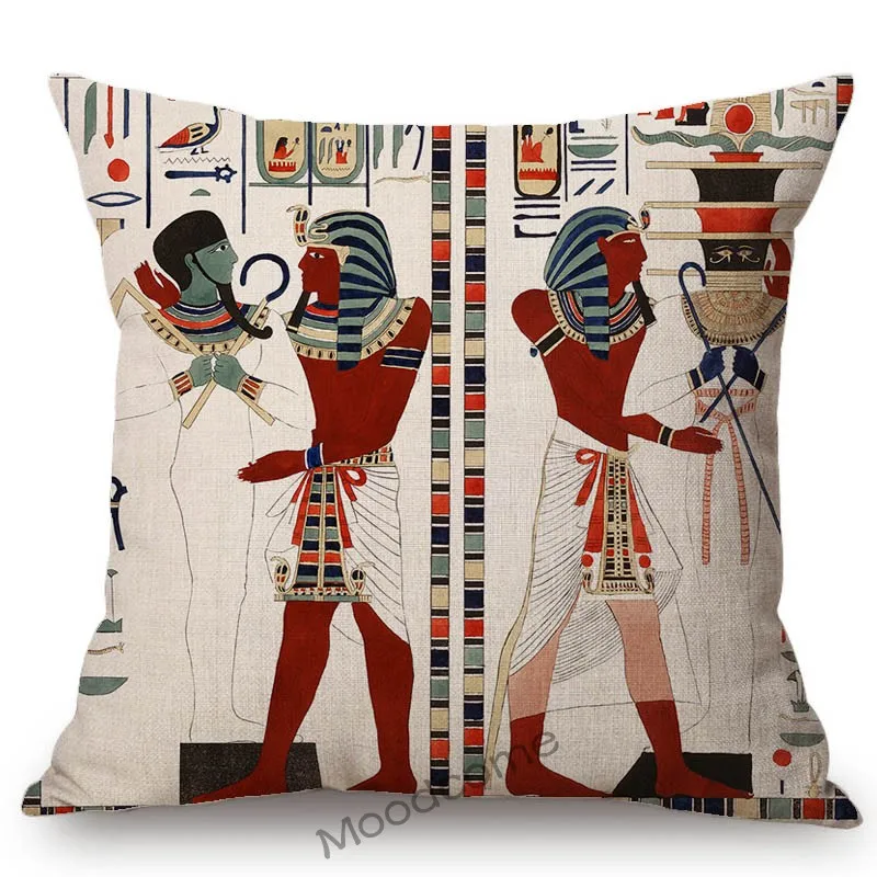 Senovės Egipto Faraonas Hieroglifais Afrikos Kultūros, Meno, Namų Dekoro Sofa Mesti Pagalvę Padengti Sienų Tapybos Lininė Pagalvėlė Padengti Nuotrauka 3
