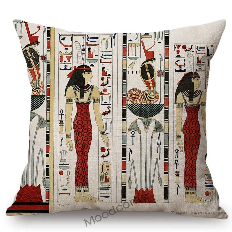 Senovės Egipto Faraonas Hieroglifais Afrikos Kultūros, Meno, Namų Dekoro Sofa Mesti Pagalvę Padengti Sienų Tapybos Lininė Pagalvėlė Padengti Nuotrauka 4