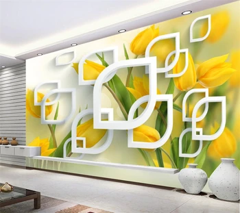 Individualizuotos fono paveikslėlį 3d freskos elegantiškas yellow tulip gėlių fone sienos kambarį miegamasis restoranas apdailos dažymo обои