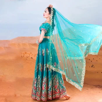 Naujas Indijos Sari Šalikas Siuvinėjimo Saree Šydas Rytų Princesė Skara Pietryčių Azijos Tradicinių Kostiumų Festivalis Drabužius DQL6991
