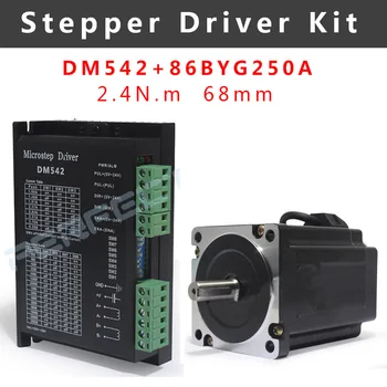 86 žingsnis variklis rinkinys 2-etapas 86BYG250A 2.4 N. M 68MM stepper motorinių + DM542 DC20V-50V 4.2 A stepper motor driver