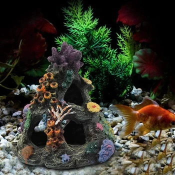 Akvariumo Dekoracija Žuvų Bako Apdailos Dirbtinį Koralų Roko Namas Žuvys Slepiasi Tuščiaviduriai Multi-hole Koralinis Rifas Ornamentu