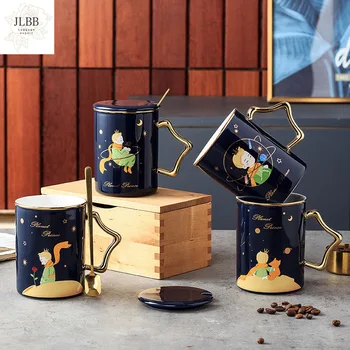 Puodelis aukso šaukštas keramikos kelionės taurės puikus pora taurės unikalus kavos, arbatos puodelio Drinkware namų dekoravimo, dovanų
