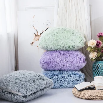 Du kartus spalvos Ilgą Kailį Pliušinis pagalvėlių apvalkalus, Sofos kussenhoes coussin apdaila dekoratyvinis mesti užvalkalas travesseiro cojines