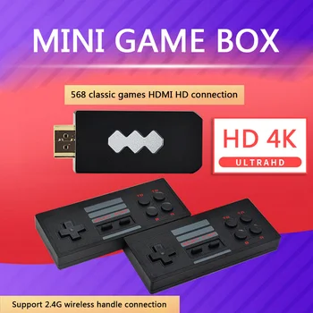 Klasikinis 4K HDMI suderinamus Mini Žaidimų Konsolės Pastatytas 568 Šviesą grąžinantys Žaidimai Dual Belaidis Valdiklis Rankinius Vaizdo Žaidimų Žaidėjas