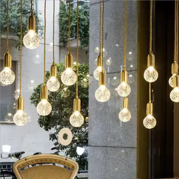 Naujas Aukso stiklo sietynas paprasta kūrybos LED vieną galvą stiklo lempų gaubtų liustra drabužių parduotuvė, Šviestuvai