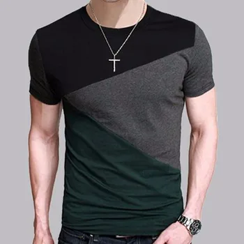 B1610-Vasaros nauji vyriški marškinėliai kieto spalvų slim tendencija atsitiktinis trumparankoviai mados