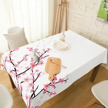 Pavasario Cherry Blossom Lino Staltiesė Spandex Elastinga Valgomojo Kėdė Slipcover Virtuvės Stalo Dangtis