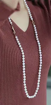 noble jewelry ilgos 8-9mm baltos spalvos Gėlavandenių perlų vėrinį