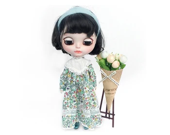 BJD doll suknelė tinka 1/6 dydis Blythes ir ilgas derliaus gėlių suknelė lėlės priedai