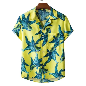 Mados Mens Havajų Vasaros Marškinėliai Gėlių Ananasų Flamingo Kokoso Medžio Modelius Vyrų Trumpomis Rankovėmis Plius Dydis Laisvi Marškinėliai