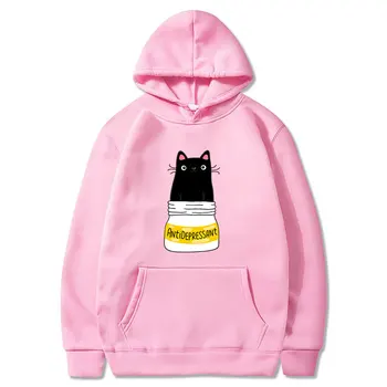 Antidepresantų Katė hoodies lašas laivybos Unisex Vilnos hoodies Streetwear Palaidinukė sportinės aprangos Rudens Žiemos Hoodies Megztinis