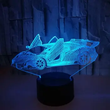 Sporto Automobilių 3D Stalo Lempa spalvotu LED naktinė lempa Modelis Touch Atmosfera Lempos Gerbėjai Miegamojo Puošimas Vaikų Kalėdų Dovana