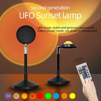 KARŠTA!!! LED UFO Saulės Saulėlydžio Projektorius Atmosfera RGB Šviesos Lempa USB Šalis Dekoro Saulėlydžio Projekcija Naktį Žibintai Live Transliacijos Atgal