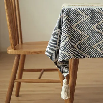 3D žakardo bangų modelį medvilnės, lino staltiesė Japonų stiliaus kavos staliukas trinkelėmis Tirštėti kutas Šiaurės ins stalo dangtis tinkinti
