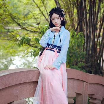 Naujas stilius Han Kinų moterų kostiumas Hanfu Nauja tradicija, Hanfu Vienuolės Sijonas Siuvinėjimo Kasdien princesė sijonas