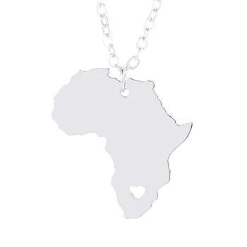 Nauja Afrikos Žemėlapis Karoliai Sidabro Spalvos Nerūdijančio Plieno Afrikos Žemėlapis Pakabukas Karoliai Moterų Žemėlapis Atminimo Juvelyriniai Dirbiniai