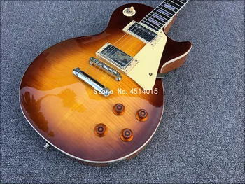 Aukštos kokybės custom 6-string elektrine gitara, peach blossom šerdies medienos tigras modelis fanera, ruda gradientas dažų pašto