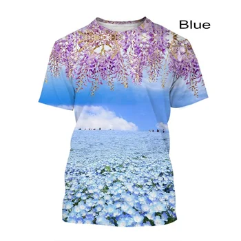 Vasaros Mados Gėlių 3D Spausdinimo Atsitiktinis marškinėliai Hip-hop ' Harajuku Unisex marškinėliai XS-5XL