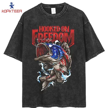 Amerikos Laisvosios Žuvų Derlius T-Shirt Spausdinti O-Kaklo Trumpomis Rankovėmis Mens Aukščiausios Kokybės Hip-Hop Marškinėlius Vasaros Laisvi Vyrai/Moterys Marškinėliai