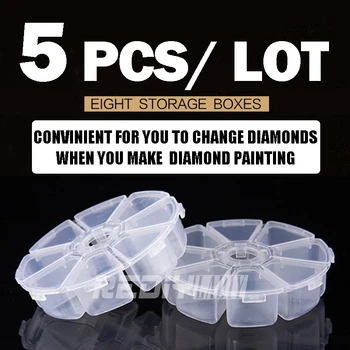 Diamond Tapybos Dėžės Mini 8 Tinklus Brangakmenių PE Plastiko talpinimo Atveju Papuošalai Granulių Makiažas Aišku Organizatorius Dovanų Deimantų Siuvinėjimas