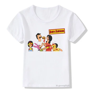 T-Shirt Berniukų/Mergaičių Animacinių Laimingas Burger Shop Grafinis Spausdinti Vaikų Marškinėlius Vasaros Berniukų/Mergaičių Universalus Aprangos Viršūnės