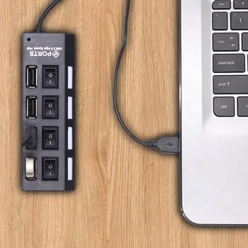 USB Šakotuvą su Įjunkite USB Hub Adapteris Erdvės taupymo Nešiojamas Kelis USB 2.0 Splitter Expander Hub Didelės spartos Perdavimas