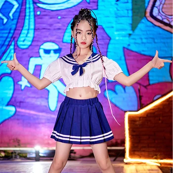 Merginos JK Vienodas Džiazo Šokių Kostiumas Vaikams Cheerleader Drabužius Hip-Hop Street Dance Dėvėti Rave Festivalyje Drabužių VDB5464