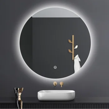 Smart Vonios Veidrodis Jutiklinis Ekranas Sienos Montuojamas Modernus Kosmetinis Veidrodėlis Dizaino Didelės Apvalios Espejos De Sumalti Kambarį Apdailos EB5JZ
