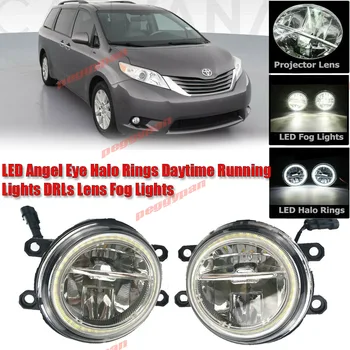 Naujas LED Rūko žibintų Rinkinys Angel Eye Žiedai HD Stiklo Objektyvas Dieniniai DRL Lempos Tinka Toyota Sienna