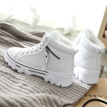 Žieminiai moteriški batai 2023 naujas nėriniai-up moteriški sportiniai bateliai sniego batai neperšlampami ir šiltai balta platforma moterų batai