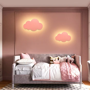 Energijos Taupymo būsena-Šiuolaikinės Debesų Sienos Lemputė šviečia Balta Rožinė LED Sienos Montuojamas Kambarį Mergina Vaikų Miegamasis Šviesos Apdaila