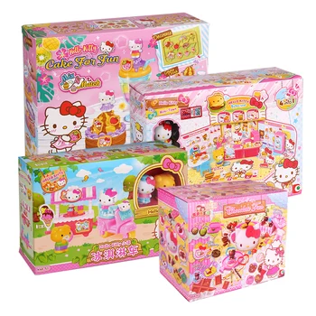 Hello Kitty Kavos Mėsainiai Mieste Ledų Sunkvežimis Cake Shop Namas Kt Mergaitė Princesė Žaislo Modelis Anime Figūrėlė, Vaikams, Dovanų