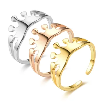 WANGAIYAO naujas mados paprasta karūna žiedas vyrų ir moterų nerūdijančio plieno asmenybė, temperamentas atidarymo pora žiedas accessories