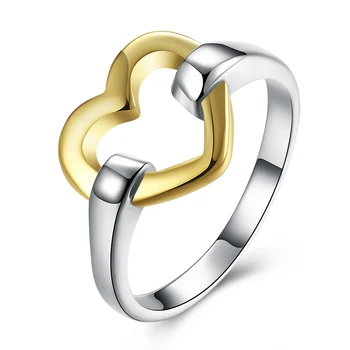 2017 karšto pardavimo moterų papuošalai, sužadėtuvių žiedai sandėlyje nemokamas pristatymas širdies formos aukso spalvos sidabro spalvos žiedai dovana