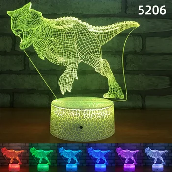 USB/Baterijos Akrilo Dinozaurai 3d Naktį šviesos Spalvinga Lentelė Stalo Lempos Vaikams Gimtadienio Dovana Miegamojo Puošmena
