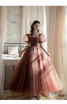 polka dot burbulas rankovės derliaus kamuolys suknelė prancūzija stiliaus royal princess Viduramžių ir Renesanso Viktorijos suknelė Belle