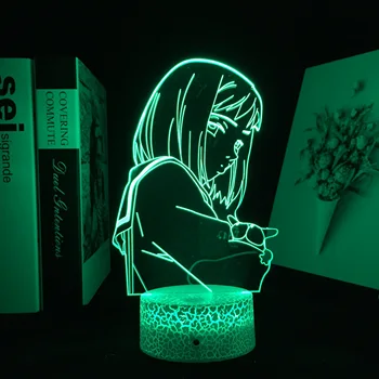 Anime Pav Katė Ir Mergina 3D LED Nakties Šviesos Vaiko Gimtadienio Dovana Miegamojo Puošmena Šviesos Manga Mergina Akrilo Naktį Šviesos