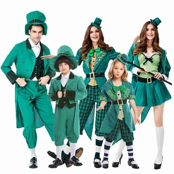 Cosplay Kostiumų Pora Drabužių Šeimos Drabužių Rinkinius, Airijos Festivalis Green Kostiumas St. Patrick ' s Day Kostiumas Šeimos